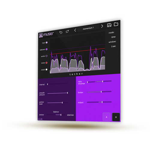 Muser Tether software interface on a white background
