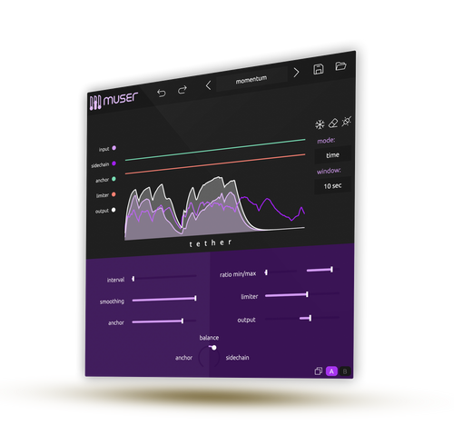 Muser tether software interface on a dark background